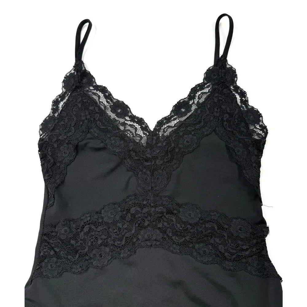 Zara Black Lace Trim Bodysuit Medium Lace Y2K